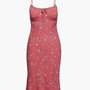 NWT Aritzia Wilfred Billow Midi Dress in Rosy Red with Florals